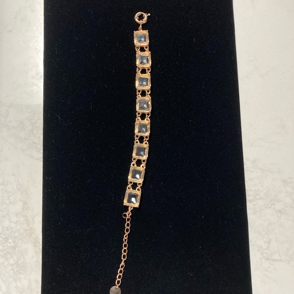 Clear square cut crystal elements 8 stones set in goldtone plating  8-11” length - Picture 2 of 6